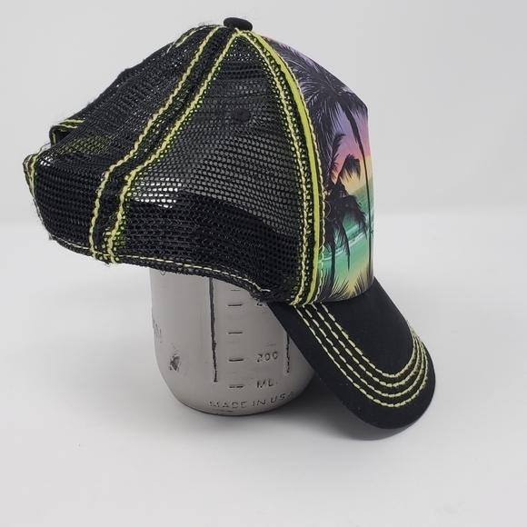 DISNEY PARKS MICKEY MOUSE HAWAII TROPICAL BLACK MESH TRUCKER HAT SNAP BACK CAP - Picture 6 of 13